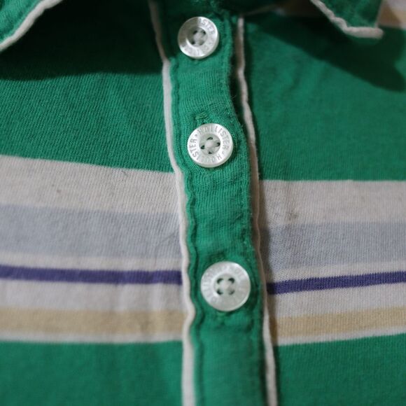 Vintage Y2K Hollister Green & White Stripe Baby Polo Shirt Medium - Picture 3 of 16